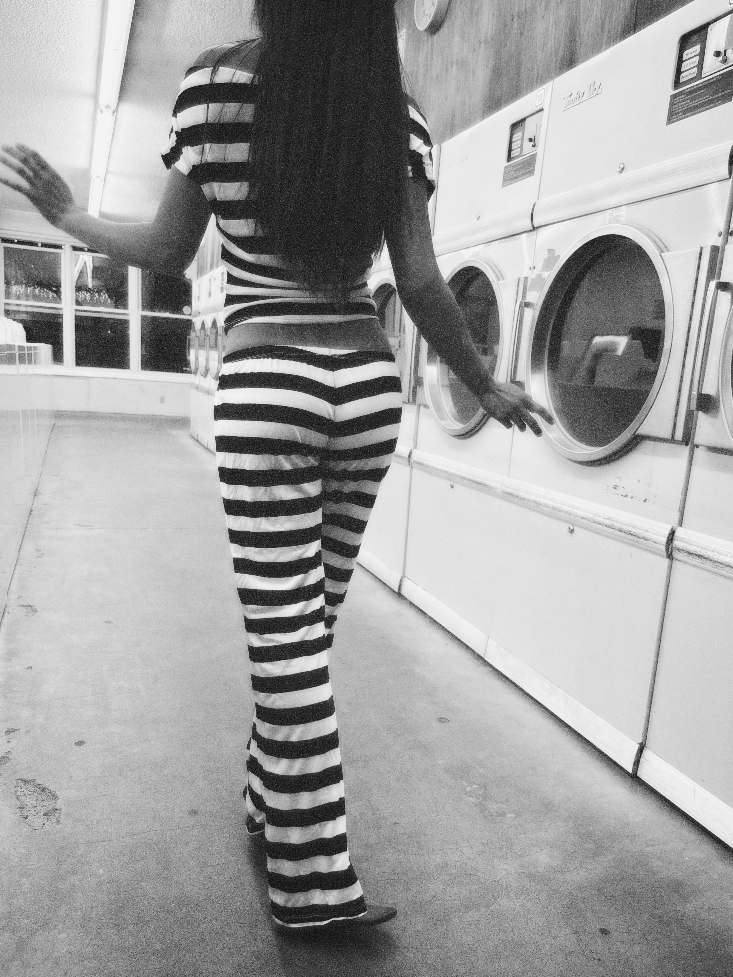 THE GEORGIE PANT — B&W STRIPE